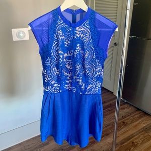 Lovers+ Friends Blue Lace Romper